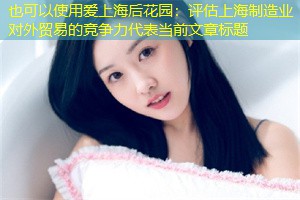 评估上海制造业对外贸易的竞争力